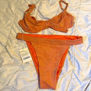 NWT Monday Swimwear Bikini Set Sun Kissed Shimmer- Large Top and XL Bottom